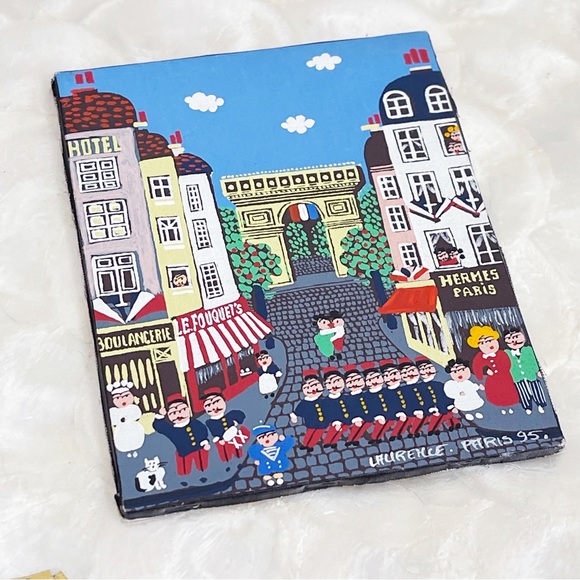 Parisian Hand-painted Folkart Hermes L’arc de Triomphe Laurence 95’ Small - Picture 13 of 13